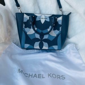 Michael KORS leather color block bag - flowers stitches of leather